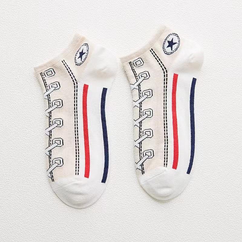 5 Pairs Women's Funny Shoe Print Socks Fashion Style Hip Hop Cute Fashion Soft Slippers And Socks