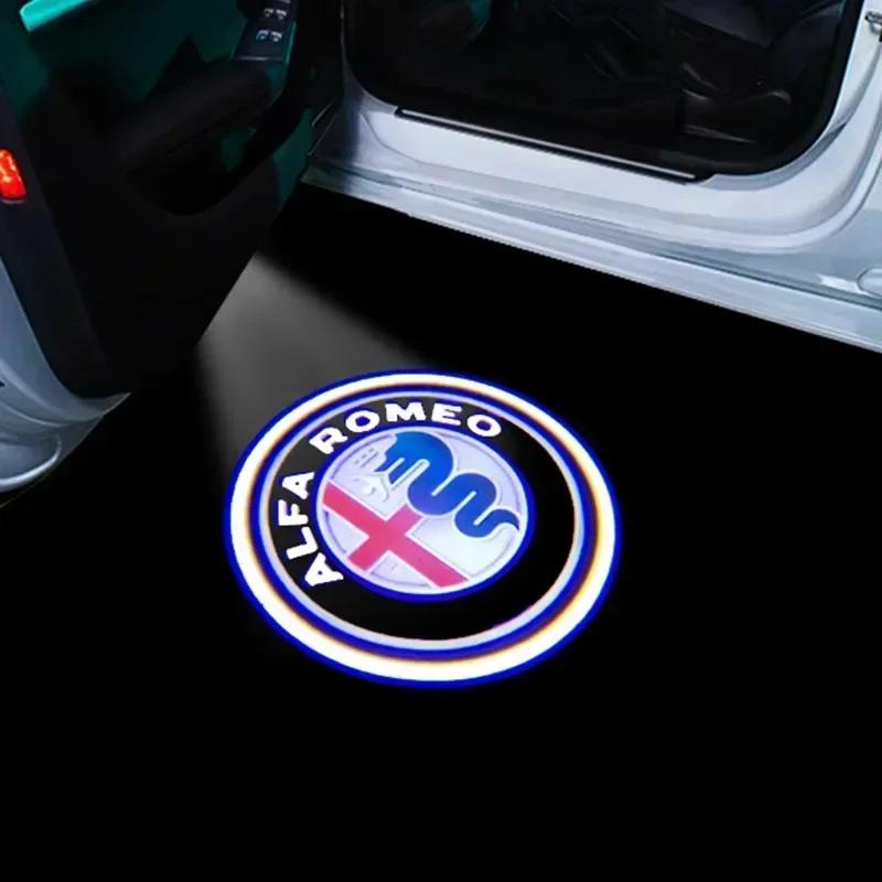 2026 Hot Alfa Romeo 2Pcs 3D LED Car Door Logo Lights Projector Laser Ghost Shadow Lamp For Alfa Romeo 159 Giulia Giulietta Mito