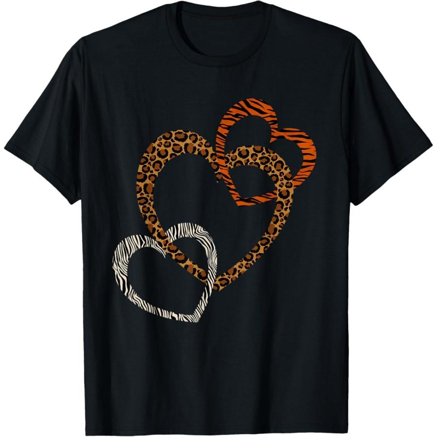 

Рубашка с принтом сердца леопарда, тигра, гепарда, зебры, футболка с сердцами и надписью «Любовь» XXXXXL чёрный