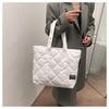 2024 Trendy Solid Color Large Quilted Shoulder Bag for Women - Simple Oxford Cloth Design