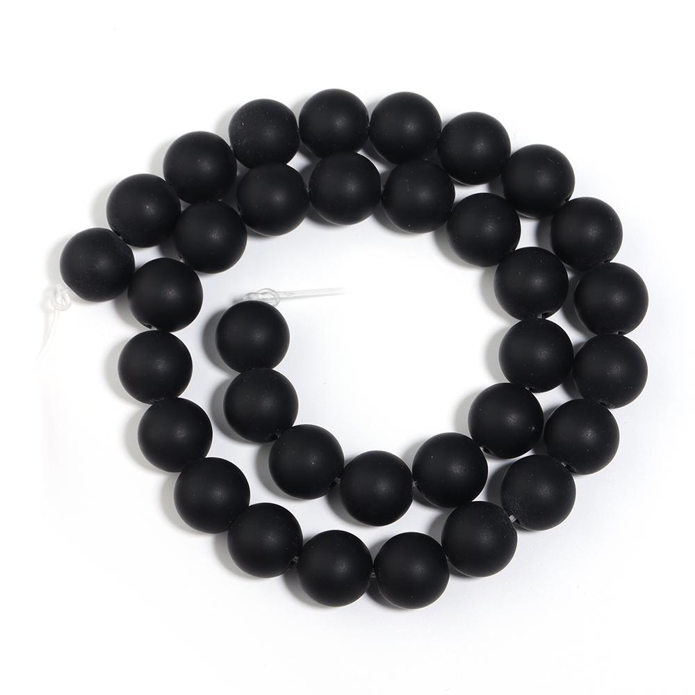 1 Strand 4/6/8/10/12mm Black Frosted Glass Stone Beads Round Loose Spaced Bead For DIY Handmade Bracelet Necklace Jewelry Making