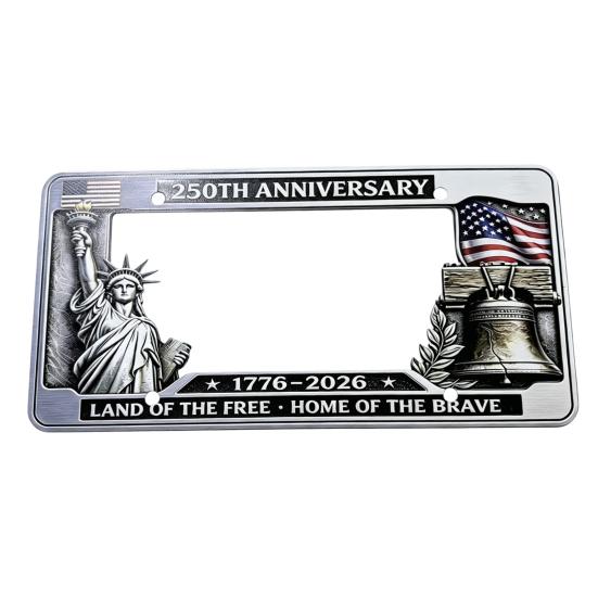 250th Anniversary License Plate Frame, Anti-Rust Coating Car Decoration, Celebrate Freedom History Heritage Perfect Gift for Family And Friends