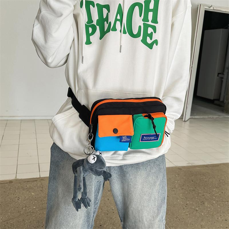 Color-Block Chest Bag for Men & Women – Trendy Multi-Pocket Waist Pack with Adjustable Strap – Perfect for Streetwear, Travel & Daily Use