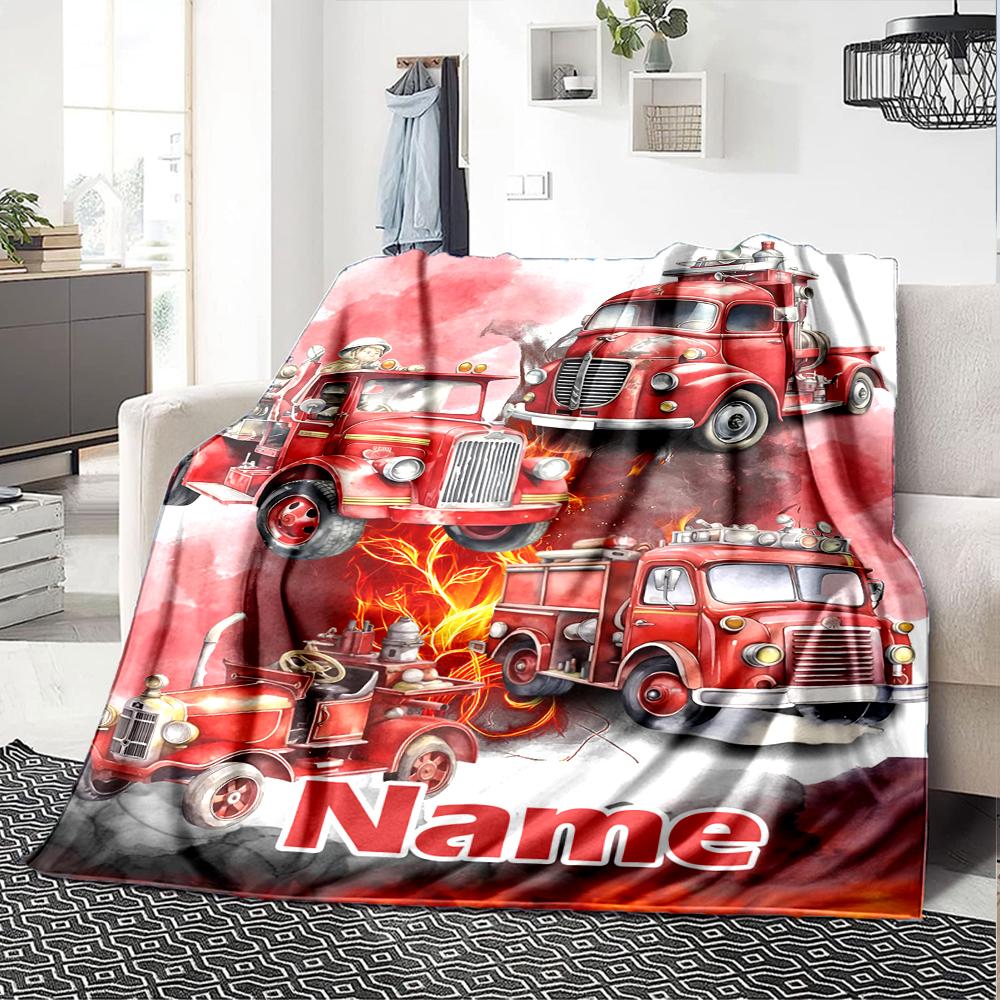 Custom Name firefighters Theme Printed Blanket - Perfect for Couch, Bed, Travel & Outdoor Use | Machine Washable, Cozy & Durable.