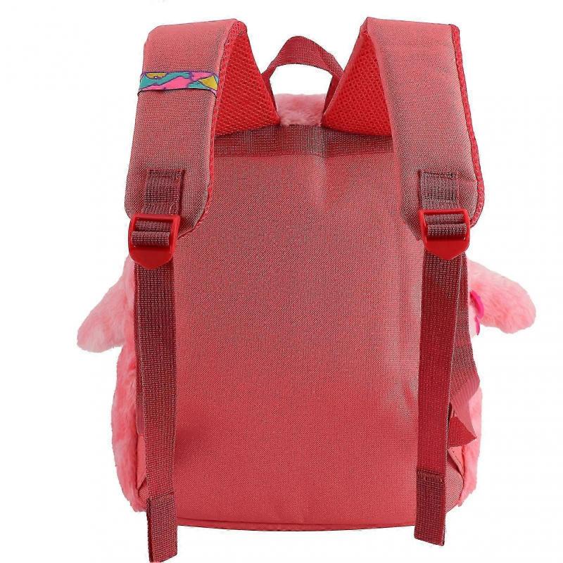 Cartoon Plush School Backpack with Adjustable Strap - Red