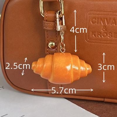 Alkaline Bread Croissant Keychain Elk Horns Charm Pendant Keyring Jewelry For Girl Women Gift Bag Decoration