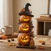 Vintage Halloween Pumpkin Ghost Figurine 2D Flat Halloween Wooden Sign  Mantel Decor