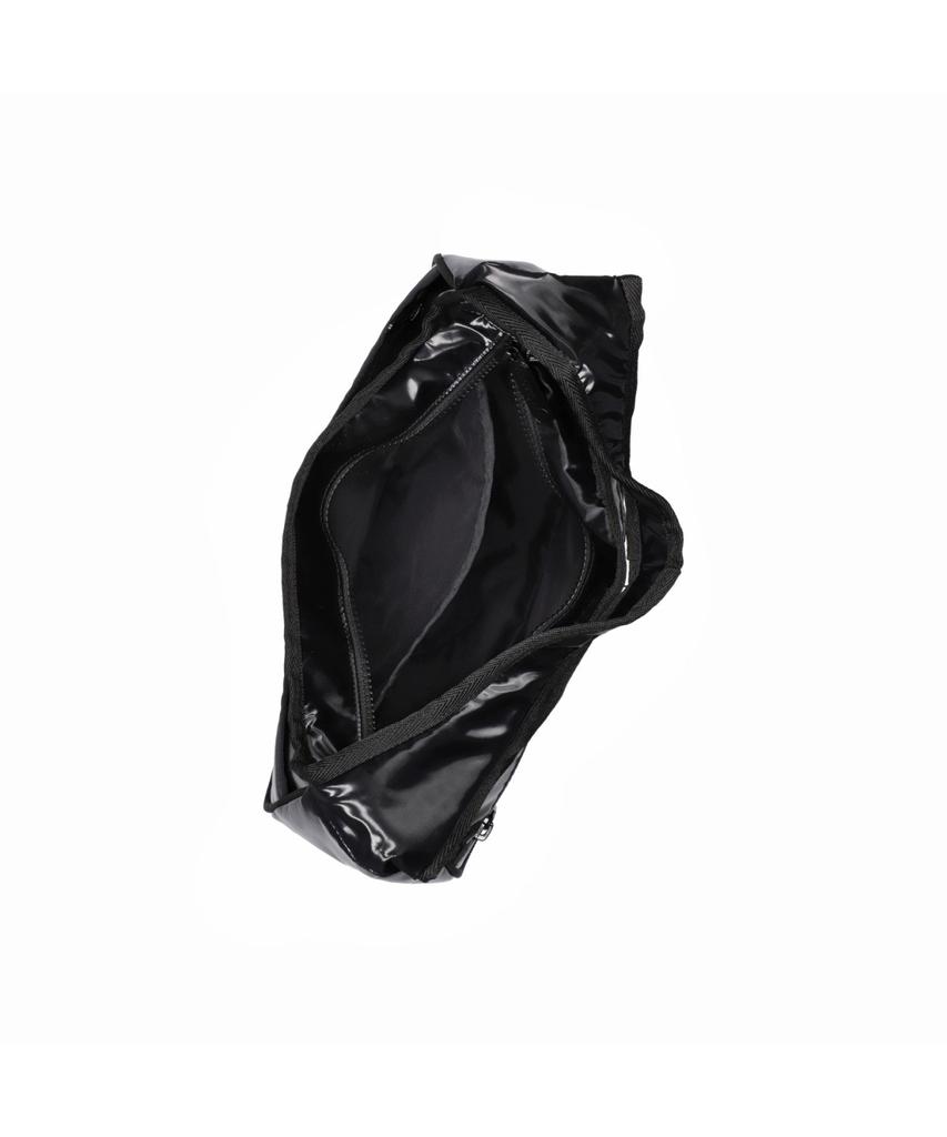Lesportsac Black Shine Medium Crescent Zip Shoulder Bag [1810.M135]