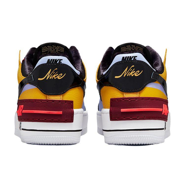 Nike Air Force 1 Shadow Dark Sulfur Women Sneakers Yellow Purple-Pulse Bright-Crimson DO6114-700