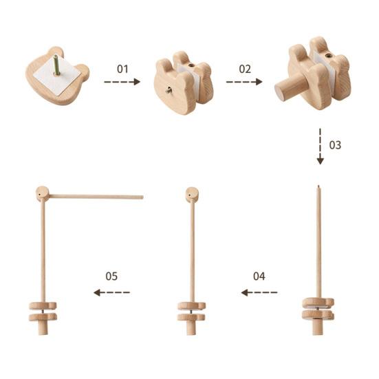 Wooden Baby Rattle Crib Bracket Rotatable Infant Rattle Toy Hanger Holder Newborn Rattle Bell Decorative Hanging Arm Universal Crib Accessories