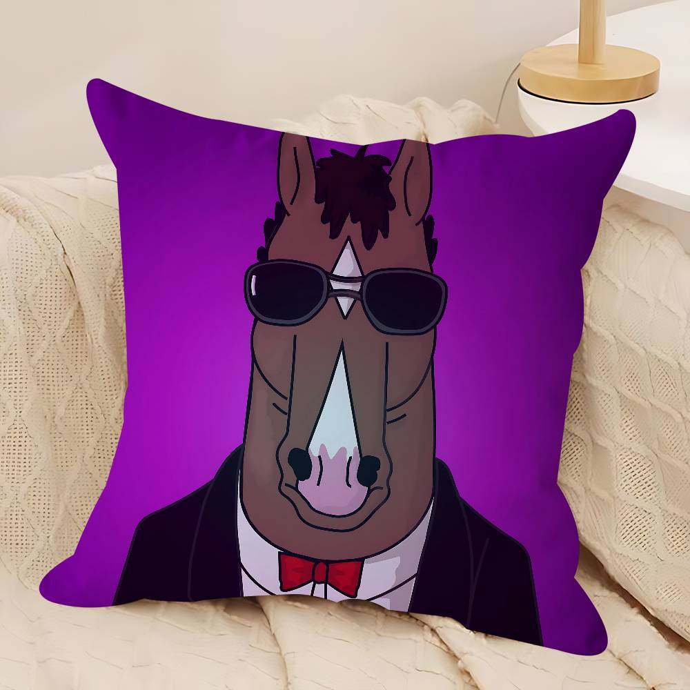 

B-BoJack Horseman Art Pillow Case Removable Washable Cushion Cover – All-Season Soft Linen 12x12Inch