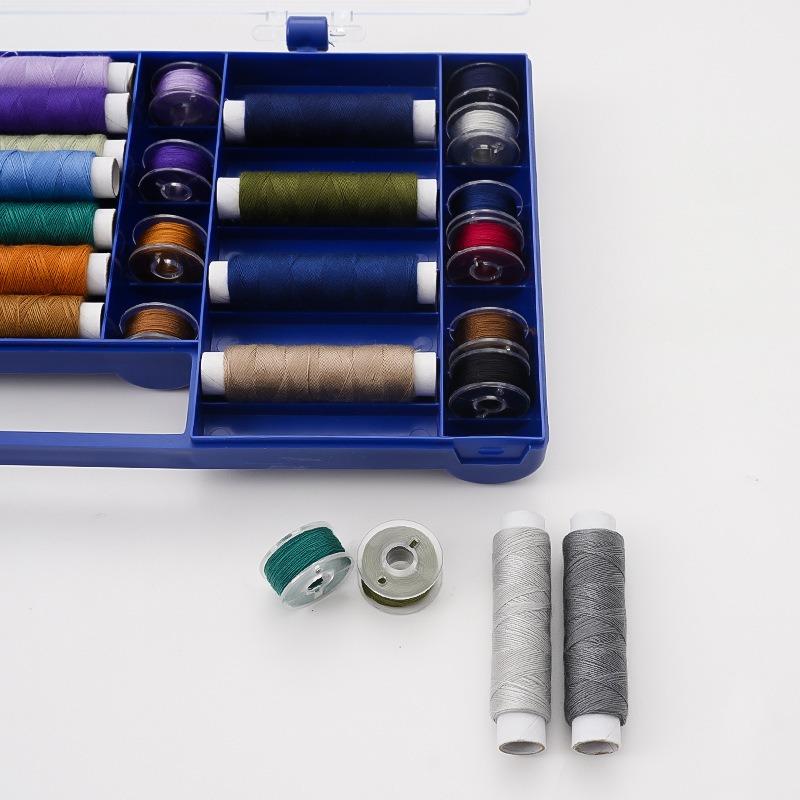 Fil à coudre 50 yards 32 couleurs + 25 yards 32 couleurs fil à canette ensemble fil à coudre coloré à la main