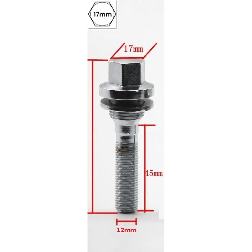 M12 x 1.25 ALLOY WHEEL EXTRA LONG THREAD BOLTS FLAT SEAT WASHER Bolt For Peugeot Citroen C4 C5