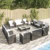 16 Pcs Garden Set with Cushions Wicker Resin