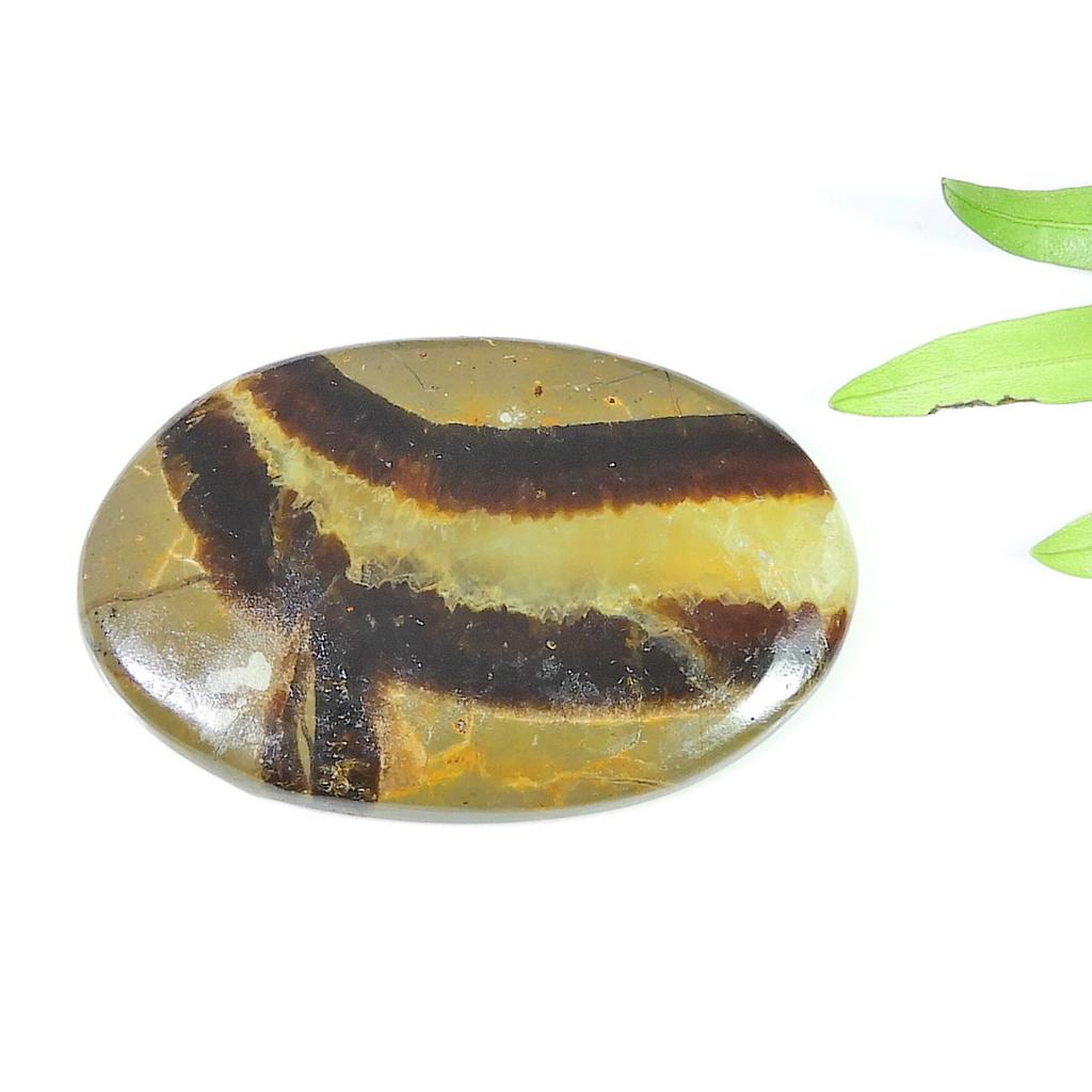 74Cts. Natural Yellow Septarian Oval Cabochon Loose Gemstone 30X47X05 MM RQ-1225