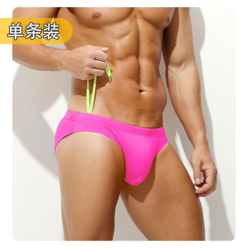 Swimming trunks men's triangle solid color low waist personalized adult youth quick-drying beach pants swimming trunks men's