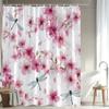 1 Piece Cherry Blossom And Dragonfly Shower Curtain - Polyester Fabric Bathroom Decor, Pink Flowers And Black Dragonflies