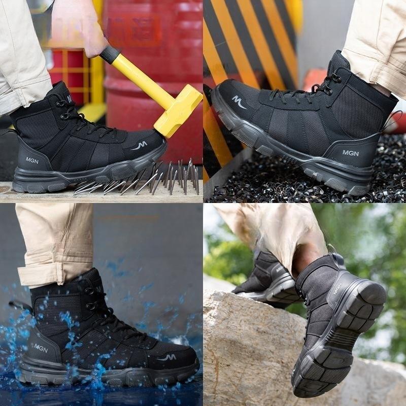 Steel Toe Cap Non Slip Industrial Shoes Men Leather Safety Shoes Anti-Scalding Anti-Smash Anti-Puncture Work Boots