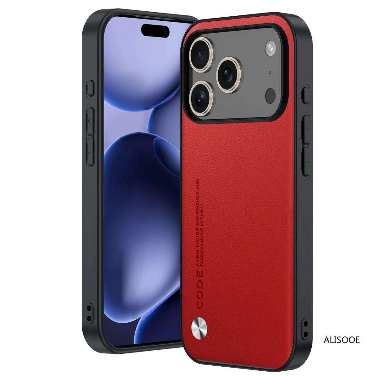 Leather Funda for For Iphone 17 Pro Max 17Pro Case Fiber Texture PU-Leather Protection Capa for For Iphone 17 Cover iPhone 17 Pro Max