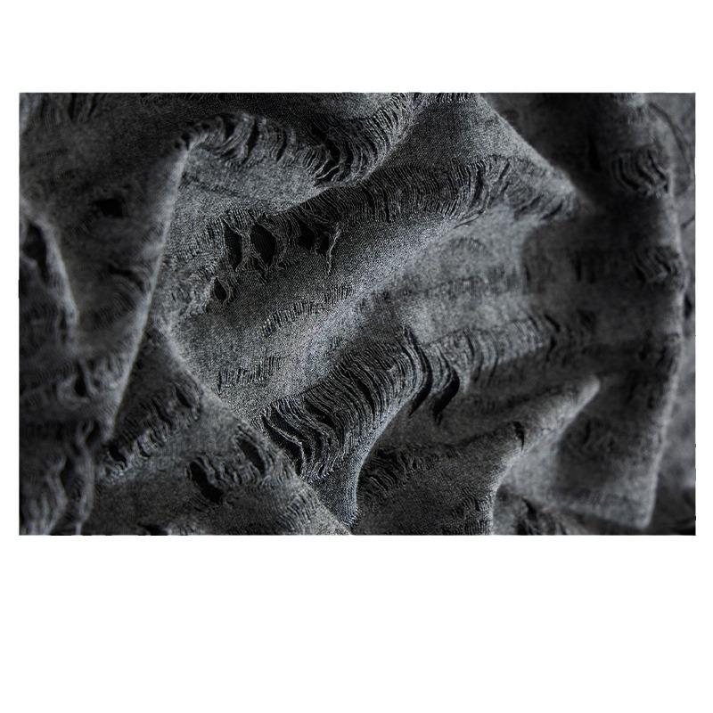 Höstig trasig t-shirt långärmad lös tonårst-shirt trendig basplagg lös topp