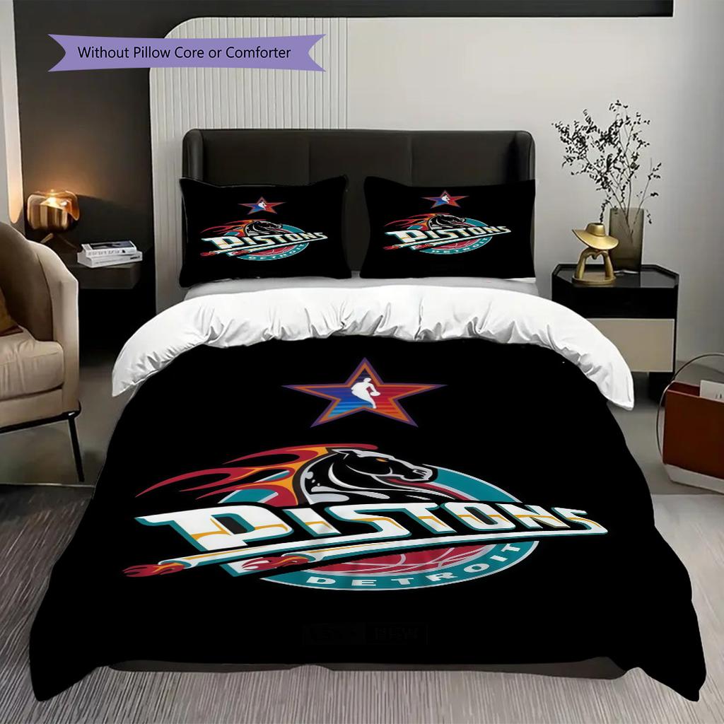 Detroit Pistons Basketball Theme Bedding(1 * duvet cover + 2 * pillowcase, without core) Christmas birthday gift Duvet cover and pillowcase