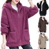 Women Winter Fleece Hoodie Windproof Thick Outerwear Cardigan Jacket with Drawstring Hood Full Sleeves Zipper Closure