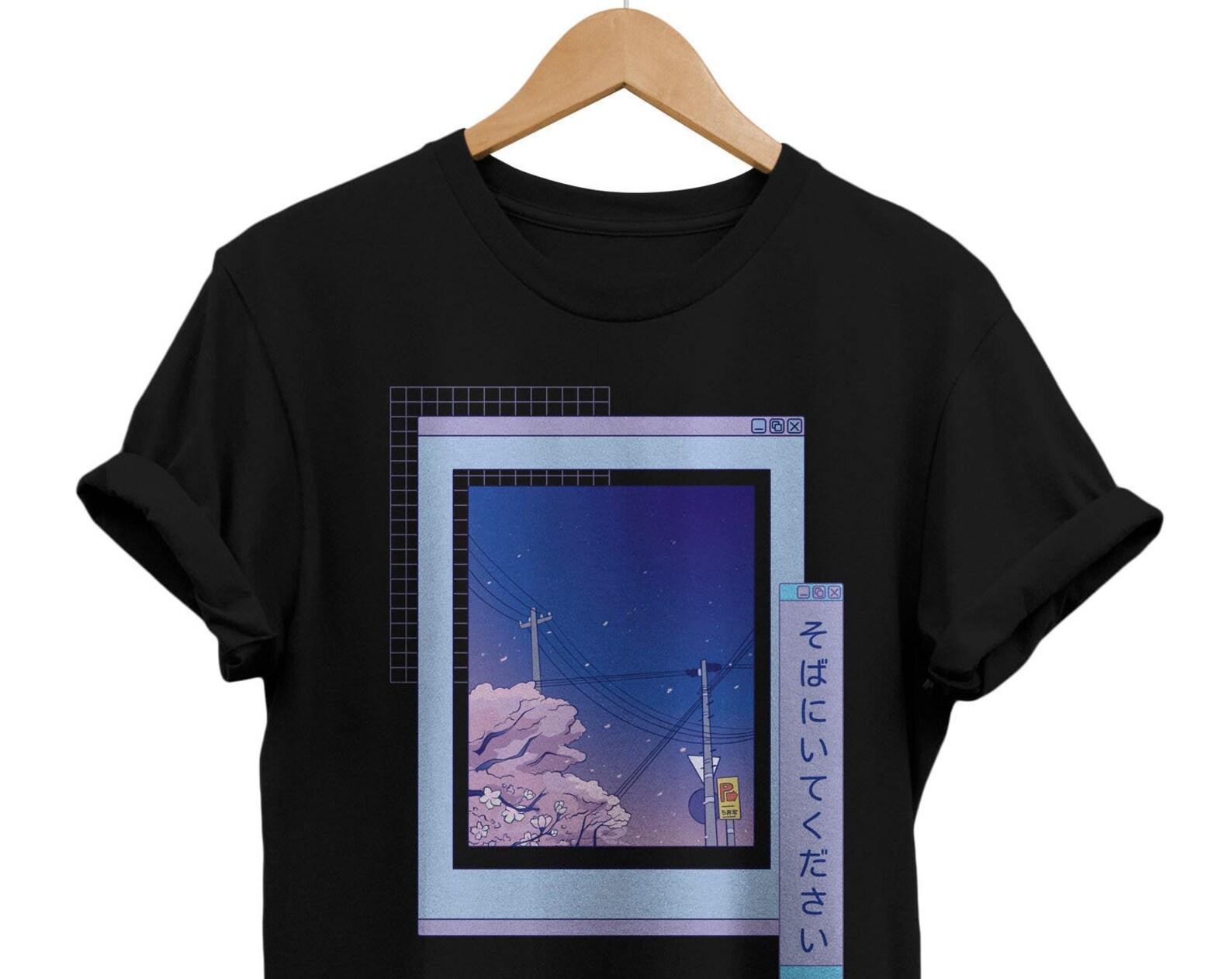 Synthwave T-Shirt, Vaporwave Japanese Streetwear, Sakura Tree L