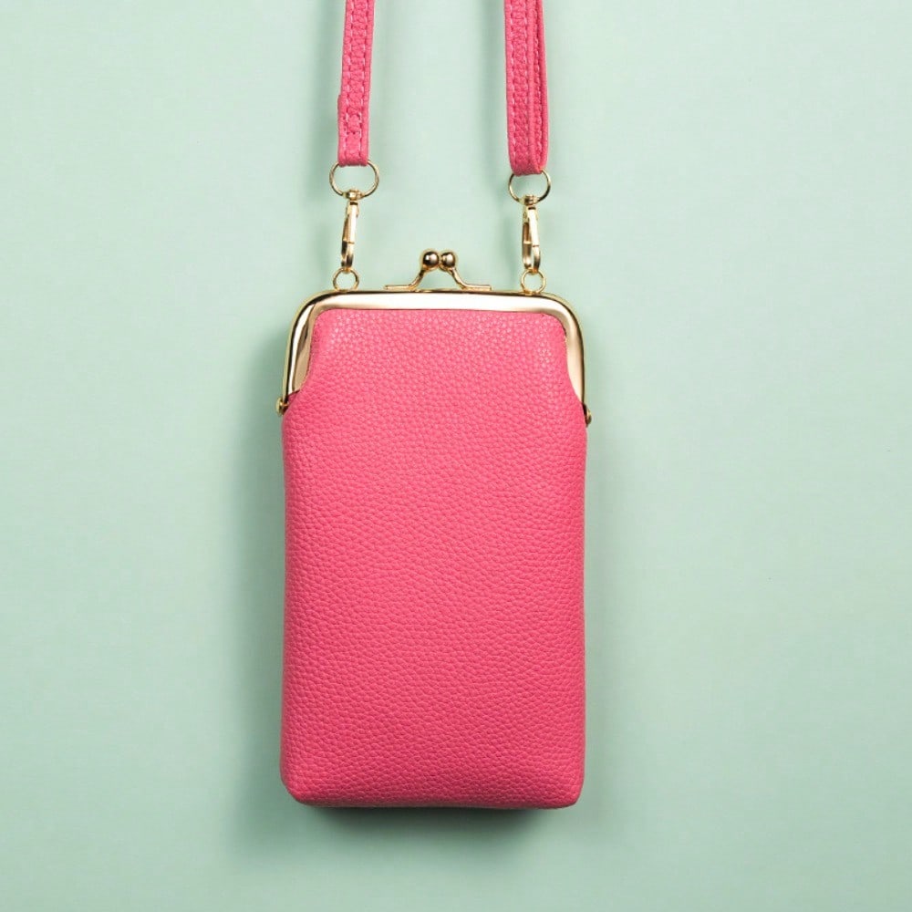 Sac de téléphone portable Sac bandoulière Portefeuille vertical Pink multicolore