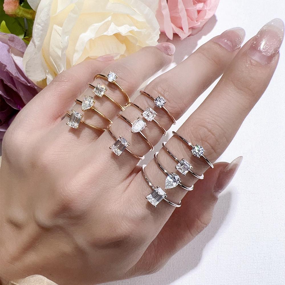 Vinregem 925 Sterling Silver 3EX VVS1 D Color Round Cut 4 MM 0.25CT Real Moissanite Diamonds Women Ring Wedding Party Fine Jewelry Gifts