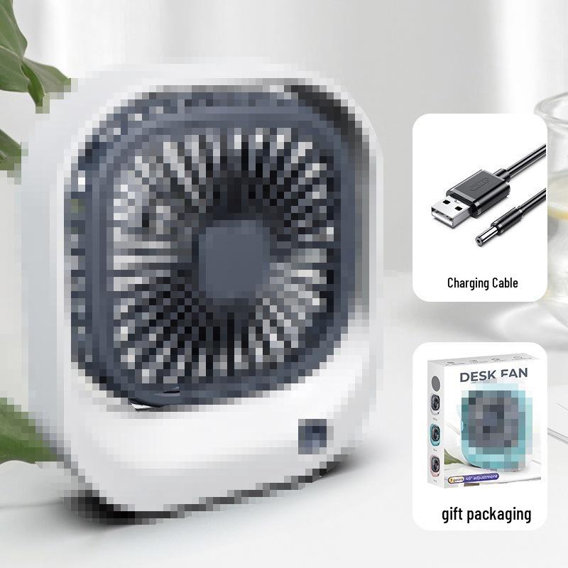 Square USB Charging Mini Desk Fan – Silent, Compact Gift with Customizable Logo