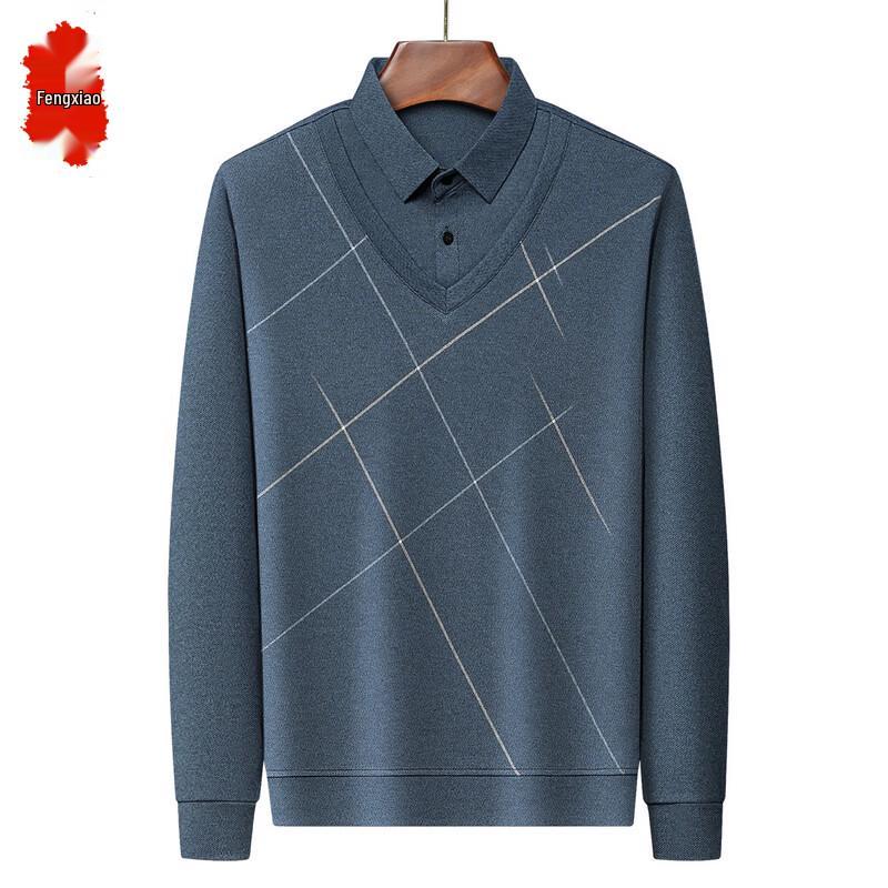 Мужской трикотажный свитер с V-образным вырезом и имитацией многослойности 2XL