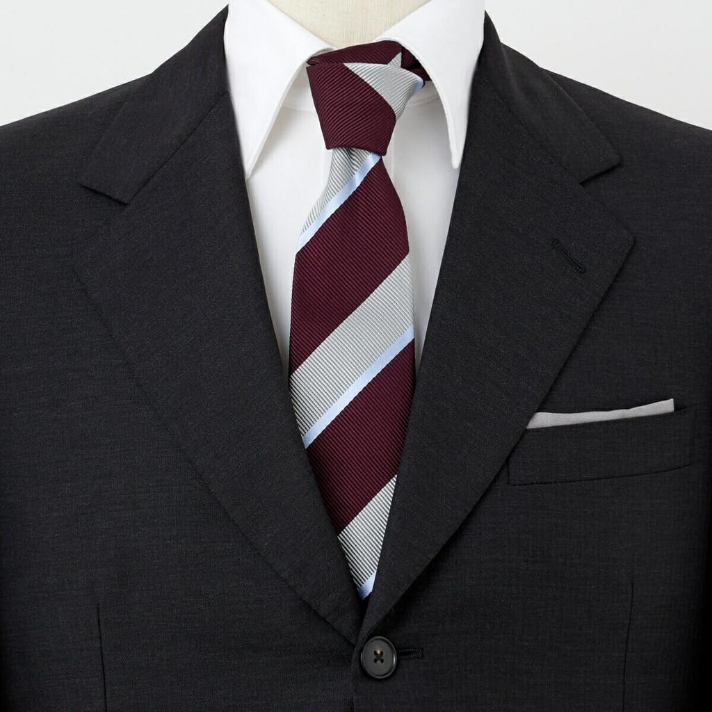 Ogier Silk and Cotton Blend Regular Yamanashi Mogador Regimental Made in Stylish Men's Tie, Tie, Japan, Business,
