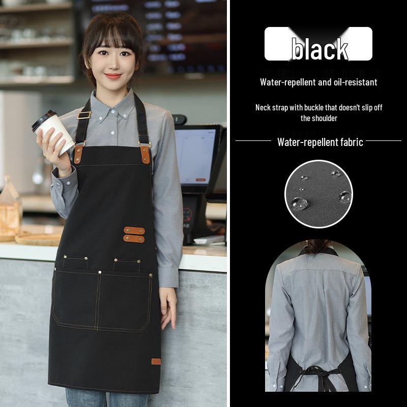 Waterproof Oil-Proof Canvas Apron with Neck Strap for Kitchen and Catering