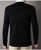 Men's V-Neck Solid Color Sweater - 100% Fine Wool, Thickened for Autumn/Winter, Long Sleeve Knitwear