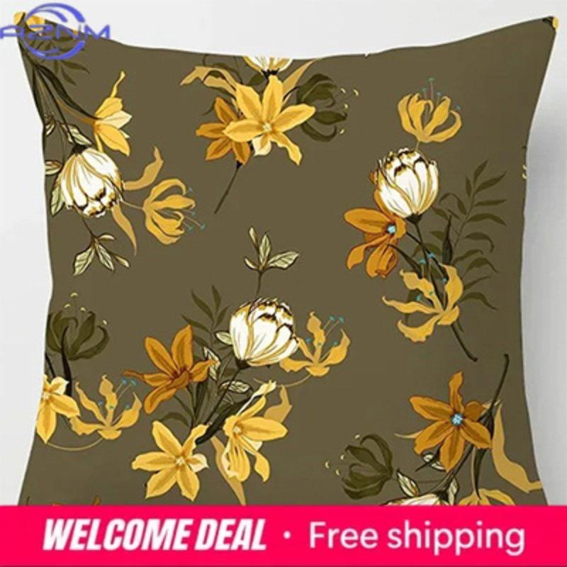 Heimdekoration Bunte Blumen- und Geometrische Muster Muster Kissenbezug Geeignet für Sofa Schlafzimmer Auto Kissenbezug