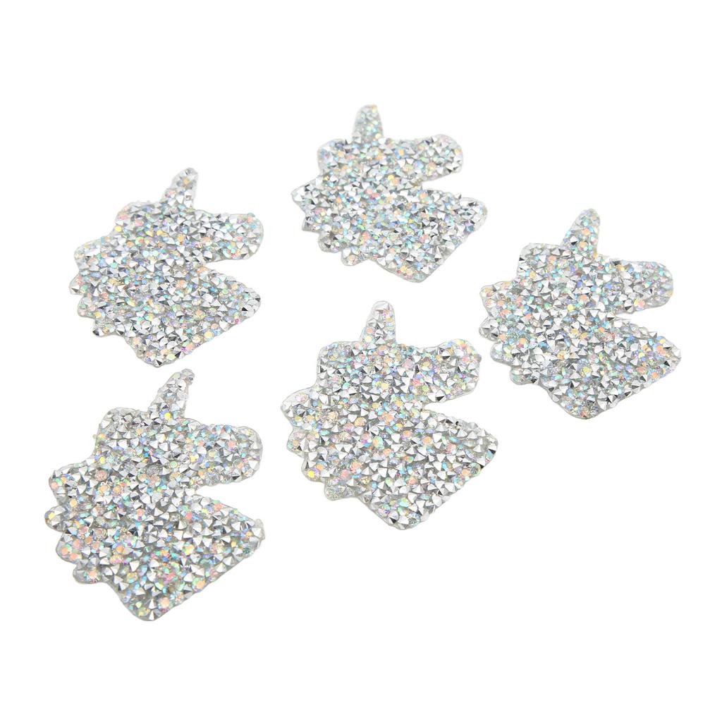 5 stücke Eisen Auf Patches Glänzend Niedlichen Einhorn Muster Strass Patches Hot Melt Adhesive Eisen Auf