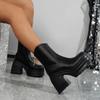 Fashion Women New Fashion Short Boots Women Sexy Leather Boot Square Toe Casual Zipper High Heels Casual Thick Soled Women Botines Shoes