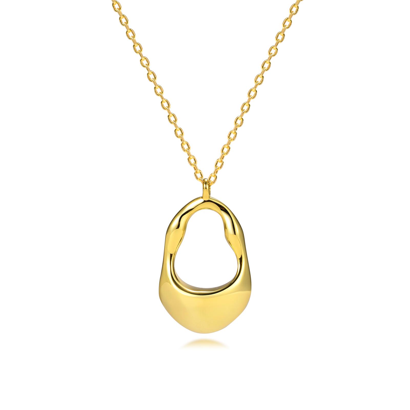 18K Gold Plated Pendant Necklace For Women, Hollow Irregular Statement Necklace Trendy Jewelry