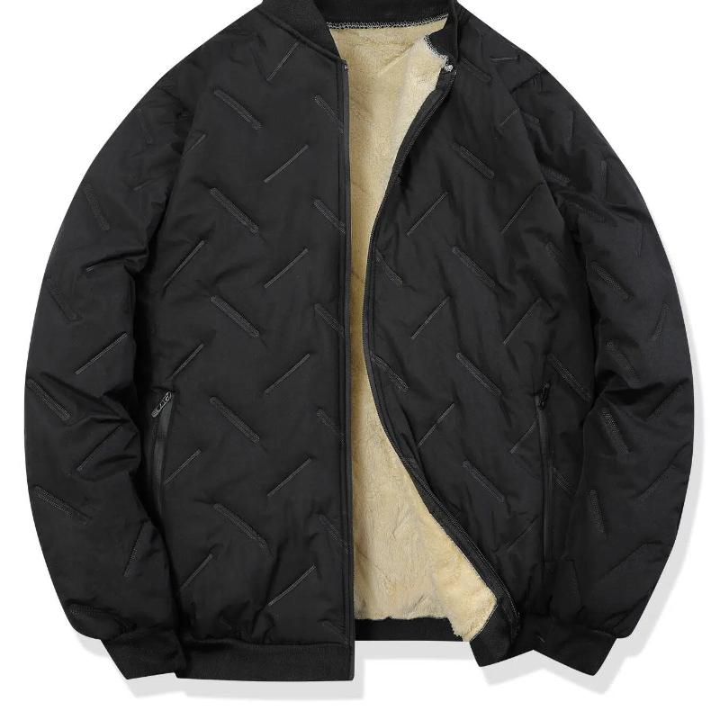 Autumn Spring Stand Collar Fleece Warm Coat Men Solid Loose Casual All-match Jacket Outwear