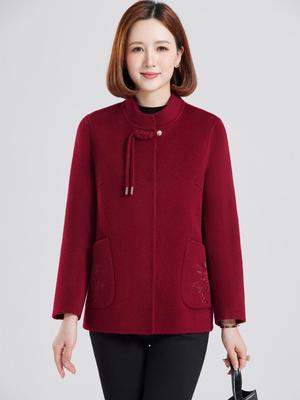 Kurzer Wollmantel für Damen: Herbst-/Wintermode, für Frauen mittleren Alters und Senioren, kurzer, doppelseitiger Kaschmir
