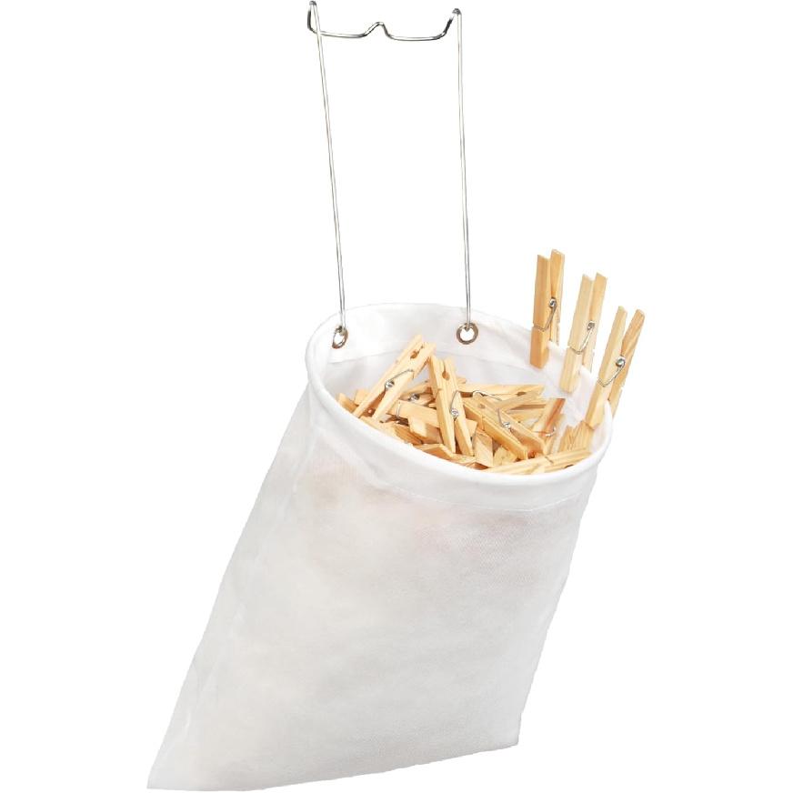 Smart Design Clothespin Bag Holder w/Hanging Hook - Non-Woven Material - for Outdoor Clothesline Cord, Clothes, Arts, Crafts - Home Organization (13