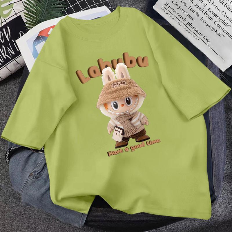 Women's Printed LABUBU Short-sleeve Street Fashion Versatile Stylish Top Plus Size Fashionable Clothing
