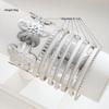 8 Pcs/Set Elegant Vintage Floral Striped Knotted Twisted Silver Gold Color Open Bracelets for Women Daily Wear Vacation Jewelry