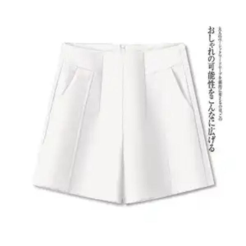 

Women s High-Waisted Tailored Shorts Casual A-Line Solid Color Suit Shorts with Pockets L белый