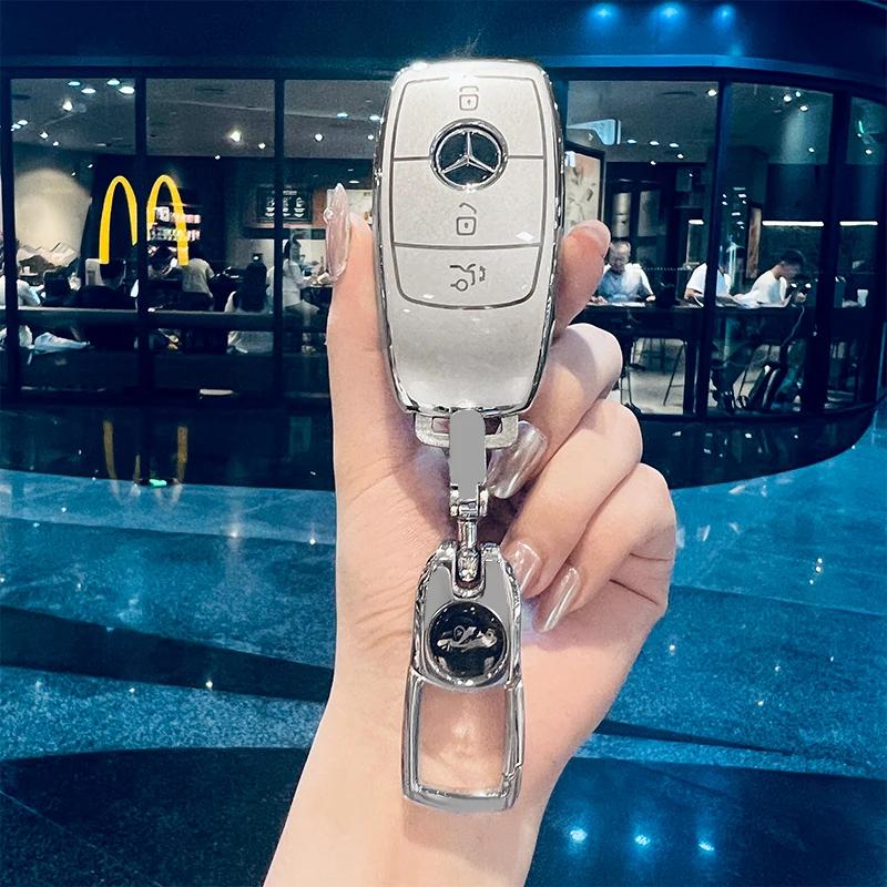 Car Key Case Cover for Mercedes Benz 2022 C S Class W206 W223 S350 C260 C300 S400 S450 S500 TPU Shell Fob Holder Protector Vv1