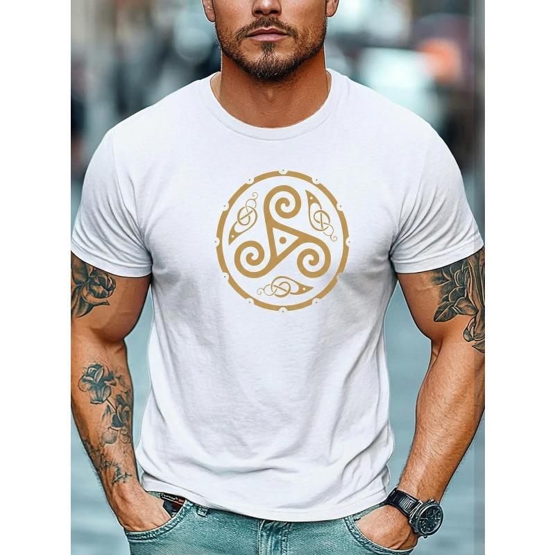 Men'S Swirl Pattern Summer Casual Crew Neck Short T-Shirt