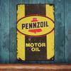 Znak Blaszany Metalowy Vintage Pennzoil - Idealny do Dekoracji Garażu i Jaskini Mężczyzny, Idealny do Dekoracji Pokoju