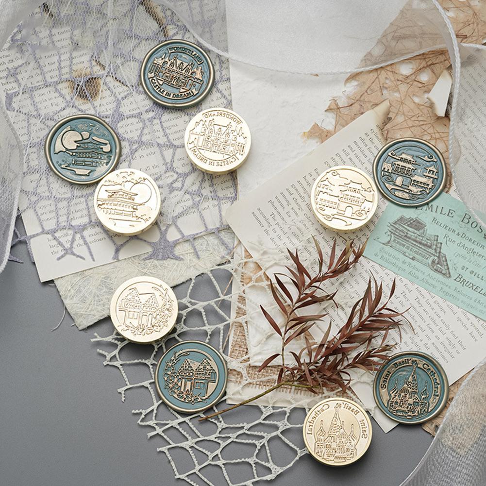 Retro Wax Seal Stamp Grass Chinese Ancient Architecture Series Sealing Wax Stamp Head for Invitation Seal Stamp DIY Craft