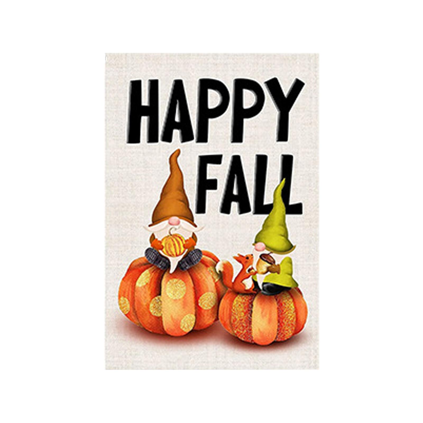 Garden Decor Fall Courtyard Pumpkin Flag Welcome Fall Yard Thanksgiving Dwarf Flags_ Banners Valentine Banner for Mantle (as the picture,One Size)