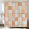 Geometric Square Mosaic Pattern Shower Curtain, Bathroom Decorative Shower Curtain, Waterproof Shower Curtain With Hooks